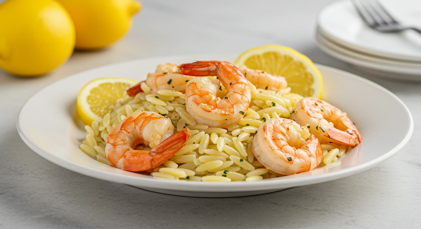 lemony orzo with shrimp